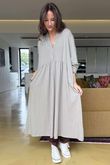 Made in Italy Donegal Cotton Jersey Smock Dress Mocha